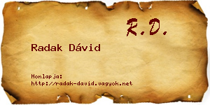 Radak Dávid névjegykártya